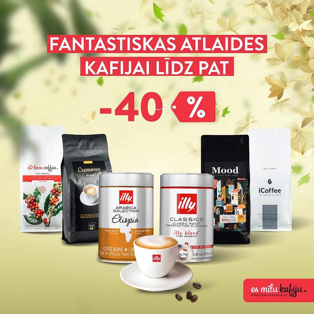 Kafijas pupiņas, malta kafija, akcijas - esmilukafiju.lv