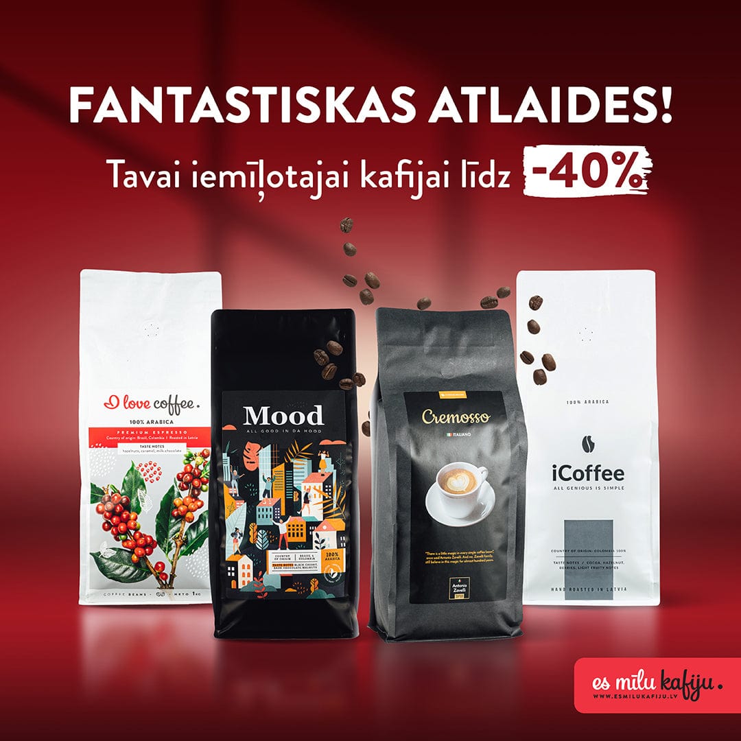Latvijā grauzdēta kafija atlaides līdz -40%