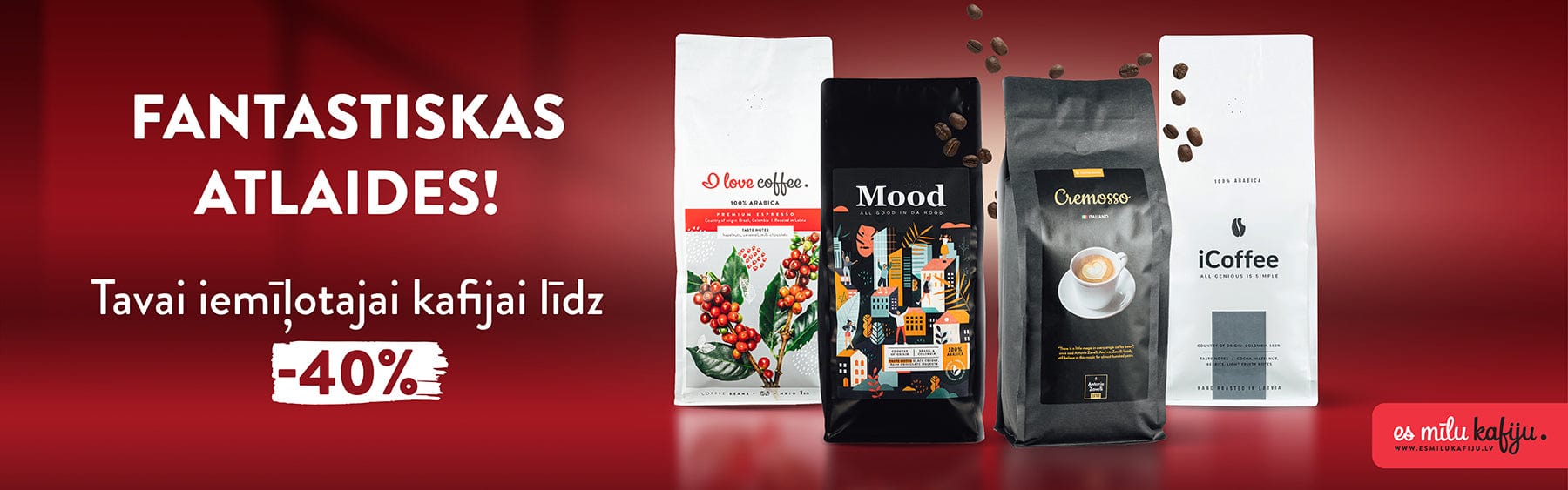 Latvijā grauzdēta kafija atlaides līdz -40%
