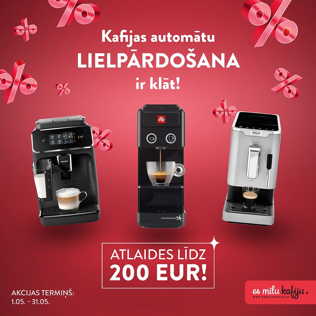 Kafijas automātu izpārdošana - Philips, Stollar, Illy.