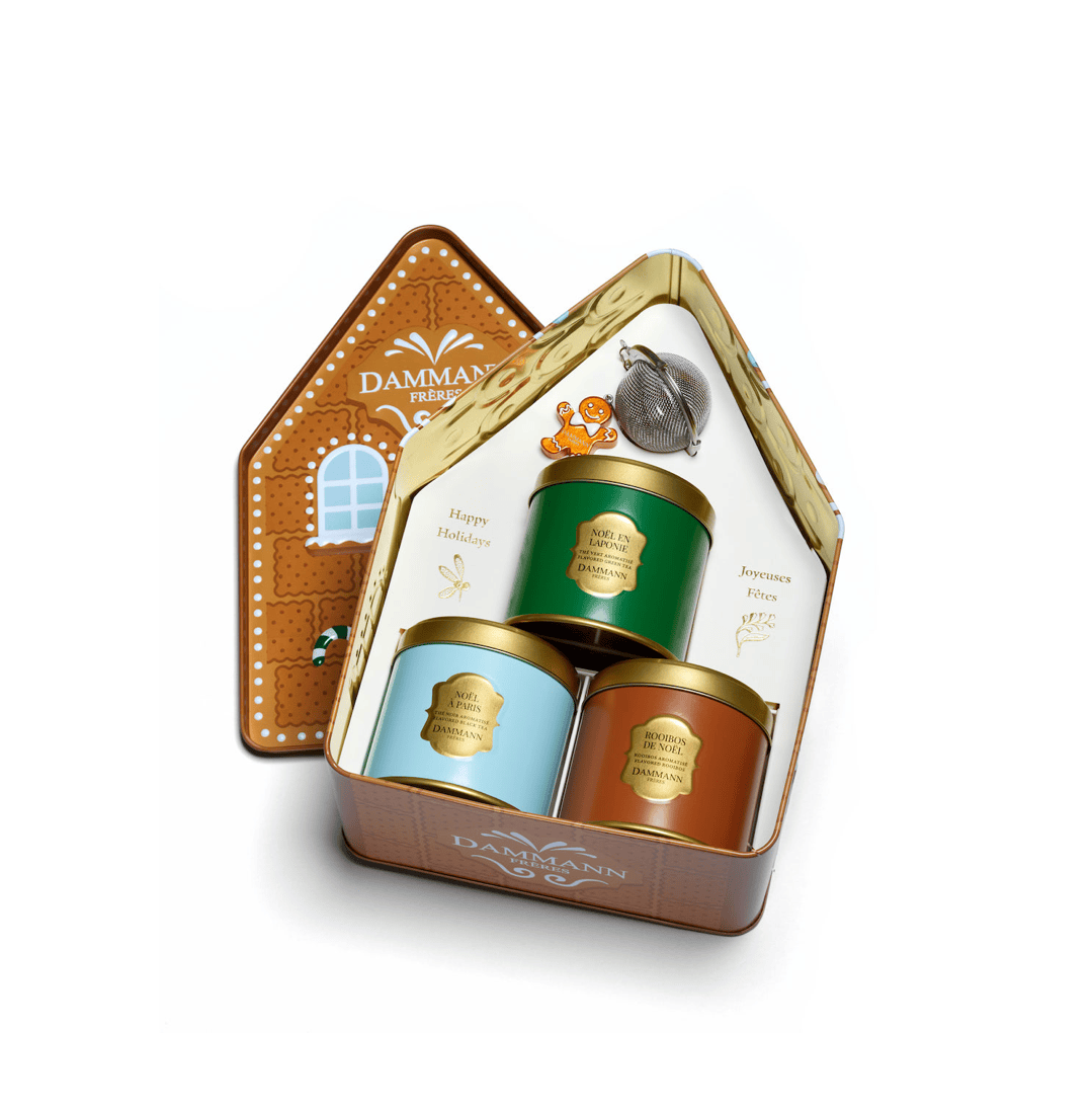 Dammann Dāvanu komplekti Beramās tējas komplekts ar tējas sietiņu - Dammann Candy Christmas izlase 3 x 40g
