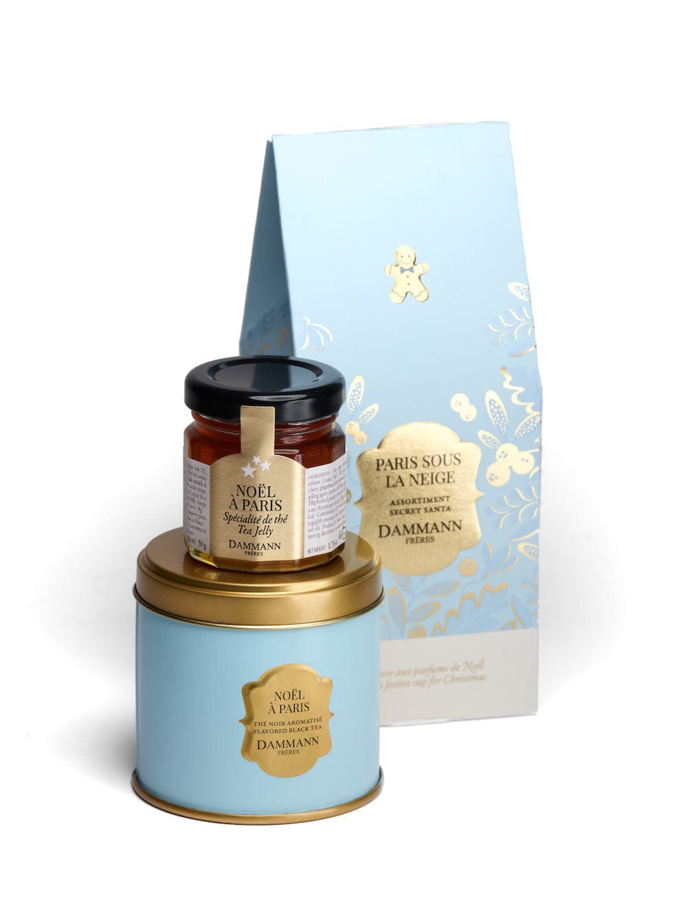 Dammann Dāvanu komplekti Tējas komplekts beramā tēja ar džemu Dammann Paris Sous La Neige zaļā 40 g + 50 g
