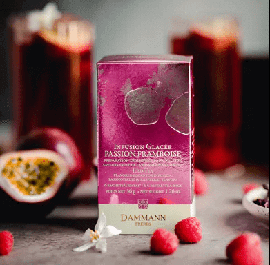 Dammann Tēja maisiņos Tēja zīda maisiņos ledus tējas gatavošanai, Carcadet Passion Framboise augļu tēja, 6 gab