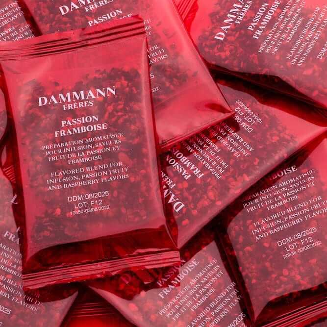 Dammann Tēja maisiņos Tēja zīda maisiņos ledus tējas gatavošanai, Carcadet Passion Framboise augļu tēja, 6 gab