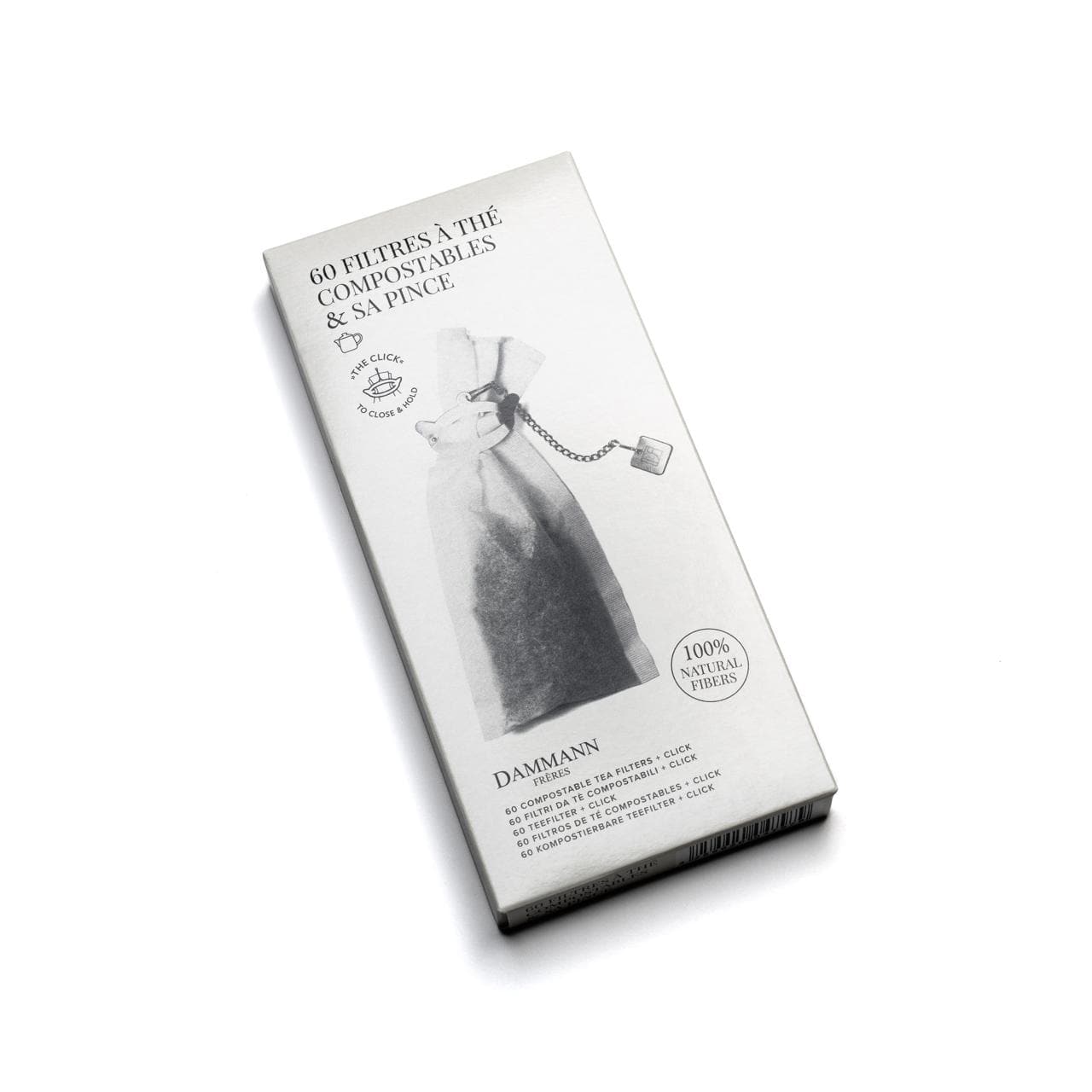 Dammann Tējas rīki Papīra filtri/maisiņi tējas kannām ar klipsi 60 gab