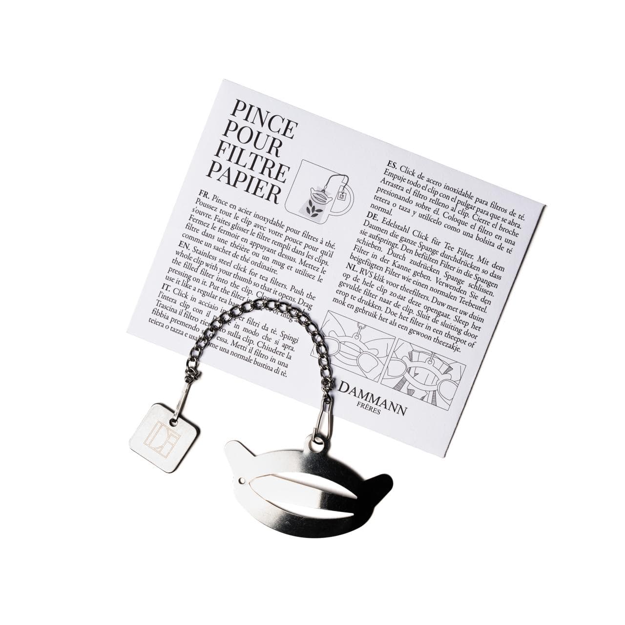 Dammann Tējas rīki Tējas filtru klipsis Dammann nerūsējošā tērauda.
