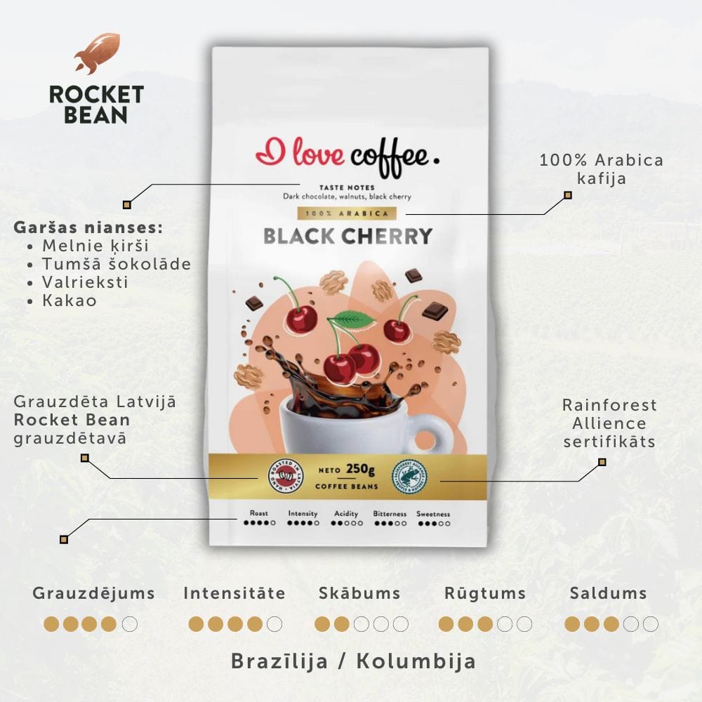 Es mīlu kafiju Kafijas pupiņas Black Cherry kafijas pupiņas, 1kg