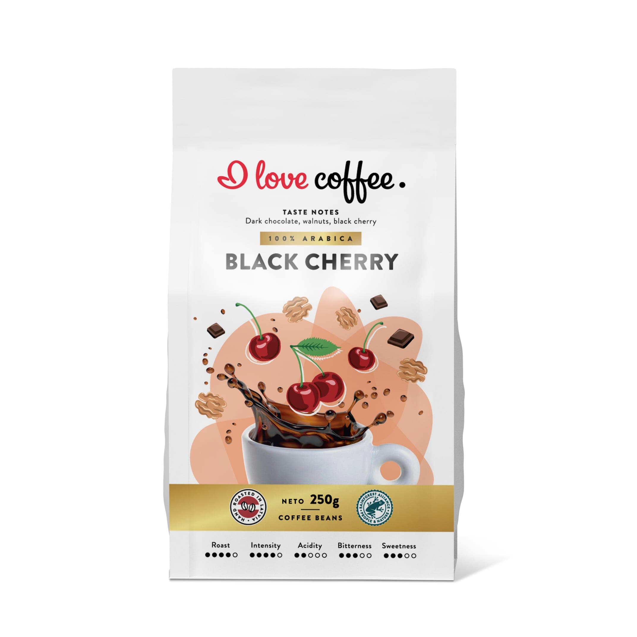 Es mīlu kafiju Kafijas pupiņas Black Cherry kafijas pupiņas, 250g