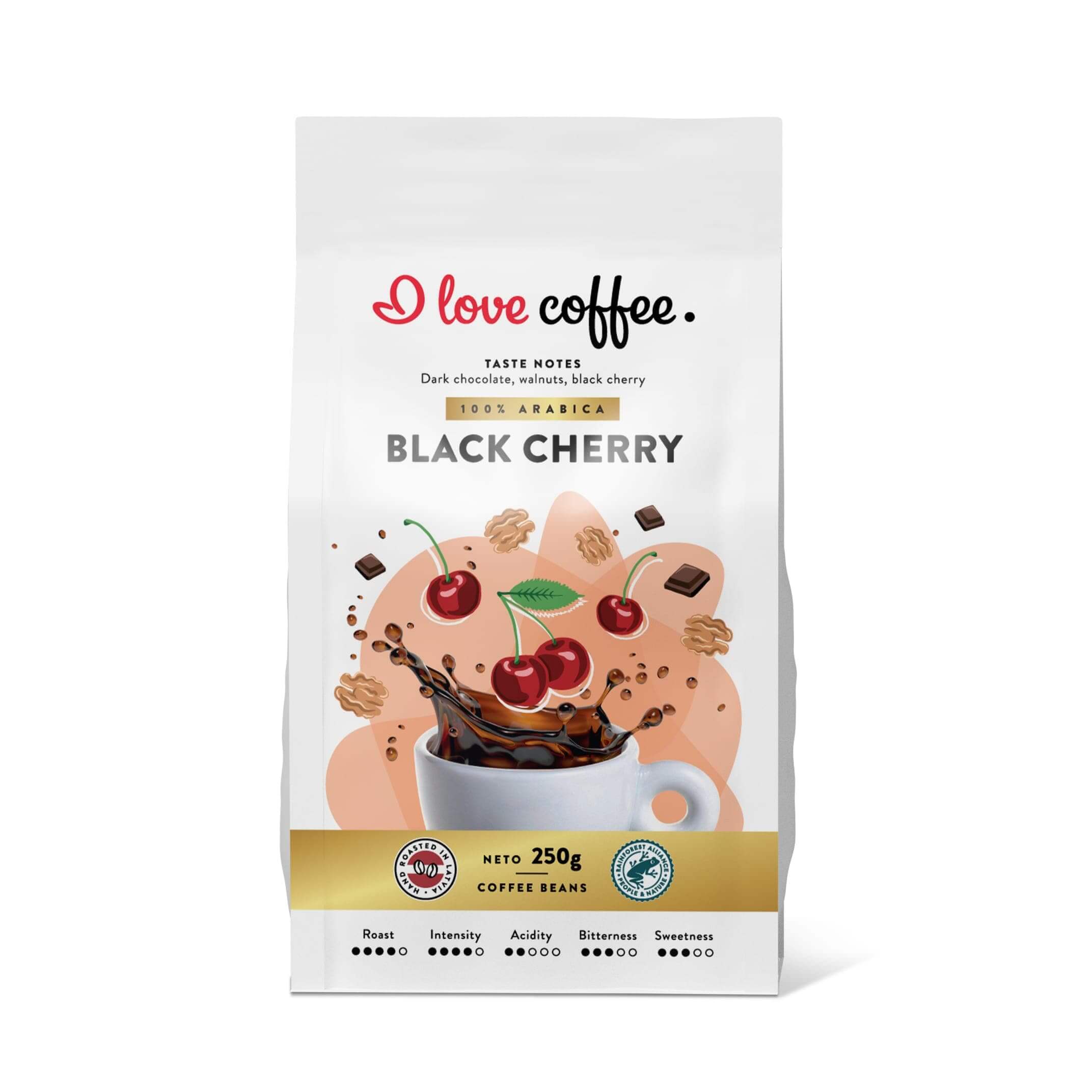 Es mīlu kafiju Kafijas pupiņas Black Cherry kafijas pupiņas, 250g