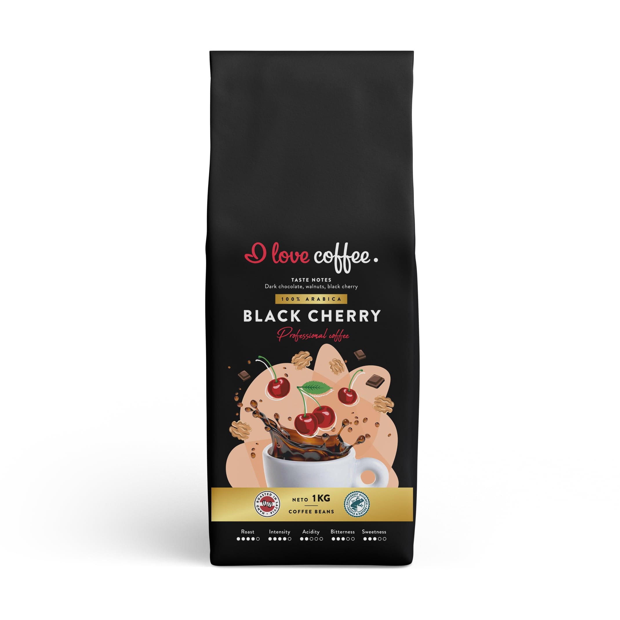 Es mīlu kafiju Kafijas pupiņas Black Cherry Professional kafijas pupiņas, 1kg