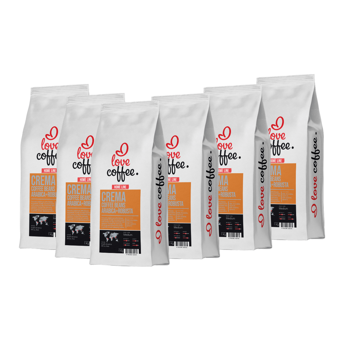 Es mīlu kafiju Kafijas pupiņas 6 kg Kafijas pupiņas I Love Coffee Home Line CREMA, 1 kg