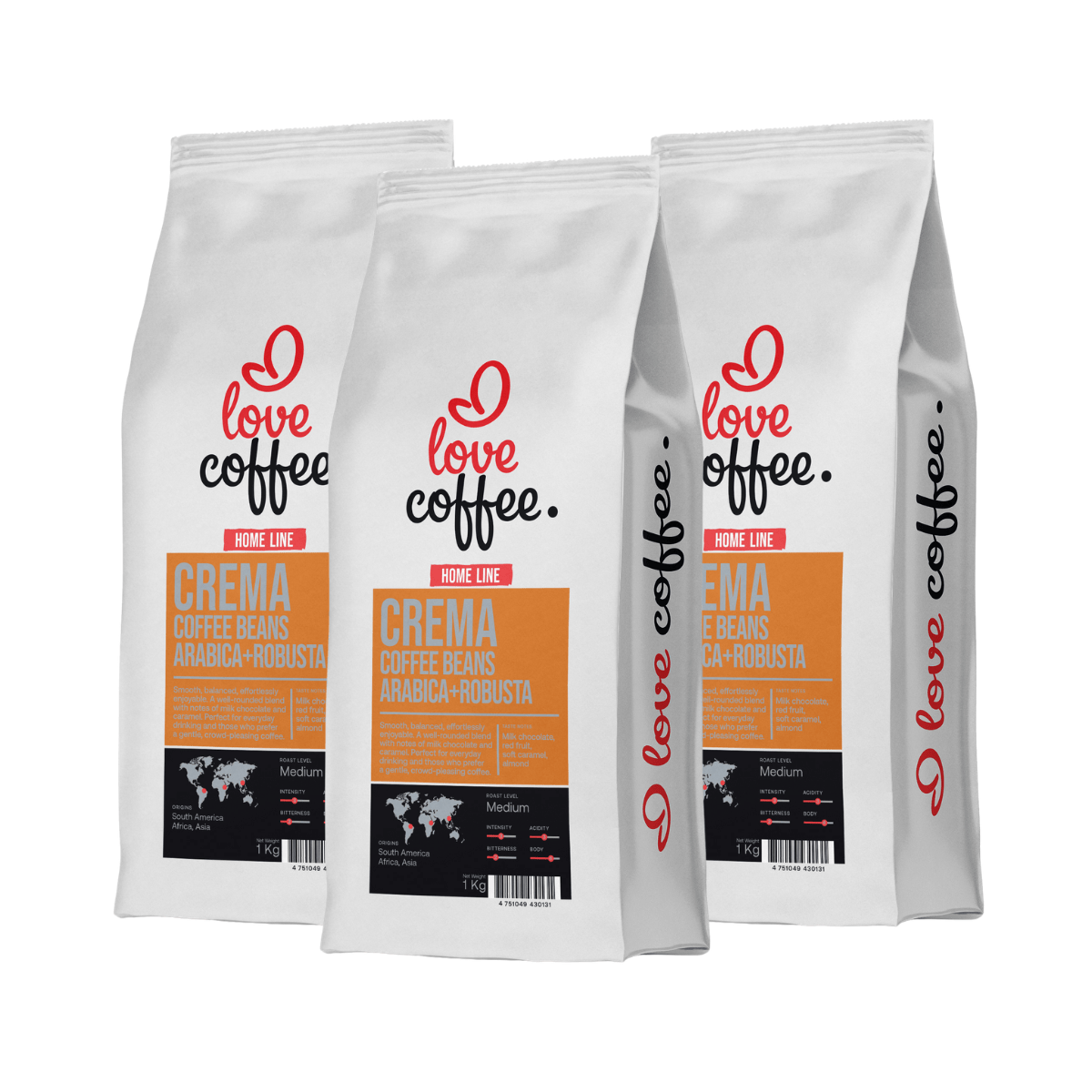 Es mīlu kafiju Kafijas pupiņas 3 kg Kafijas pupiņas I Love Coffee Home Line CREMA, 1 kg