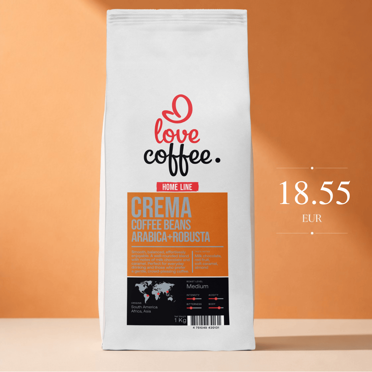 Es mīlu kafiju Kafijas pupiņas Kafijas pupiņas I Love Coffee Home Line CREMA, 1 kg