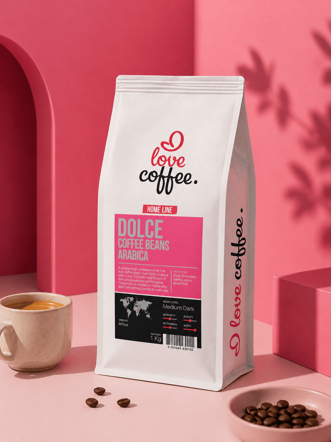 Es mīlu kafiju Kafijas pupiņas Kafijas pupiņas I Love Coffee Home Line DOLCE, 100% Arabica, 1 kg