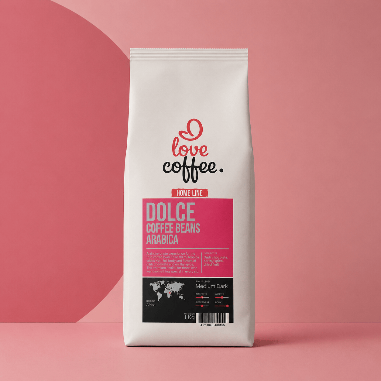 Es mīlu kafiju Kafijas pupiņas Kafijas pupiņas I Love Coffee Home Line DOLCE, 100% Arabica, 1 kg