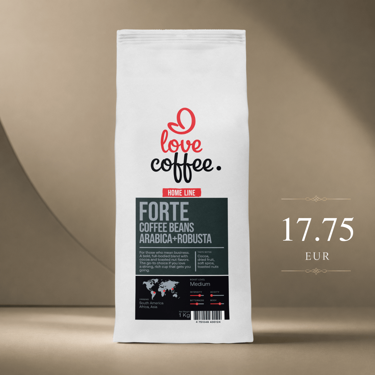 Es mīlu kafiju Kafijas pupiņas Kafijas pupiņas I Love Coffee Home Line FORTE, 1 kg