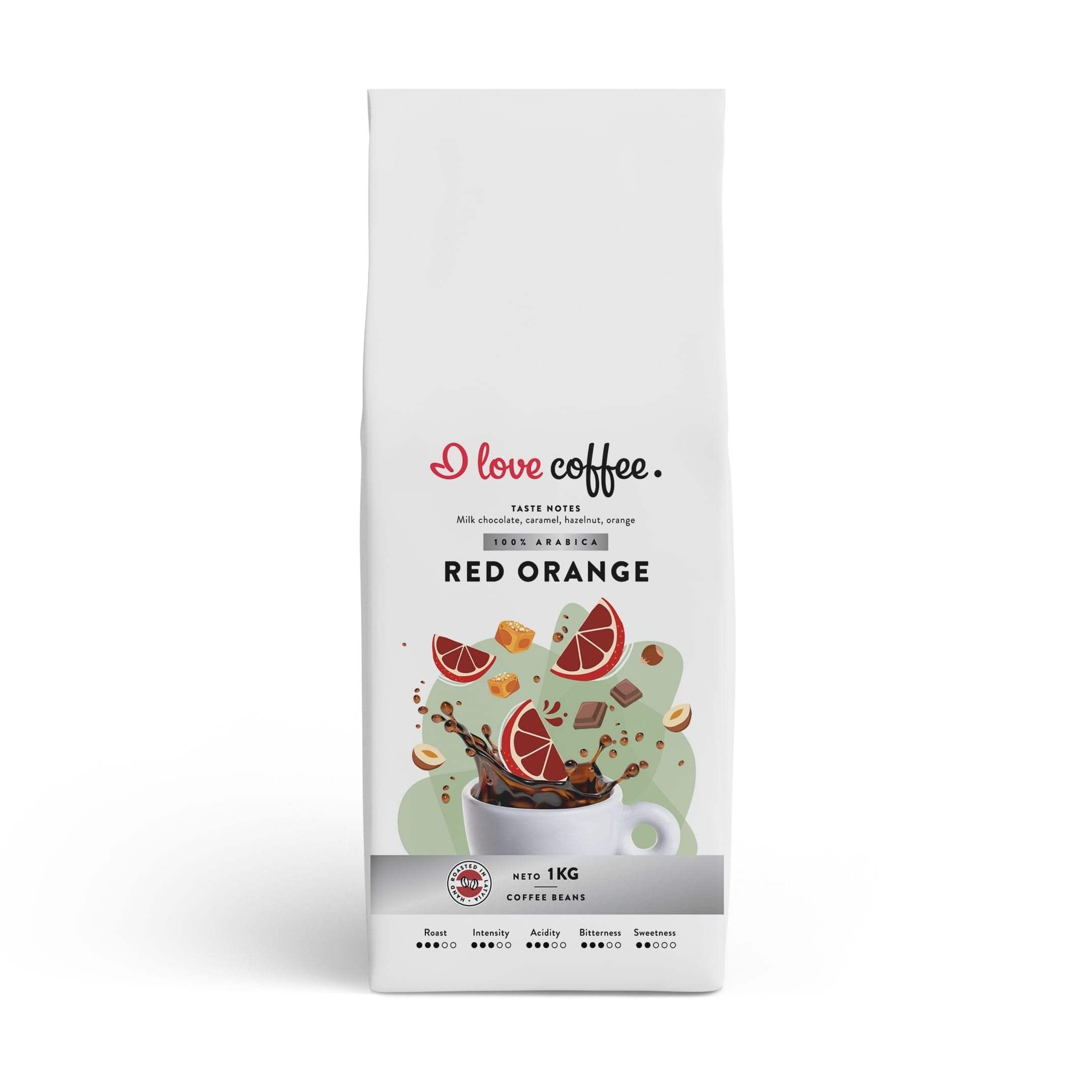 Es mīlu kafiju Kafijas pupiņas Red Orange kafijas pupiņas, 1kg