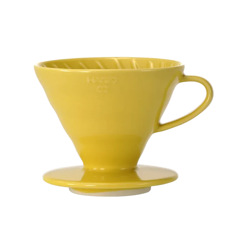 Hario Kafijas pagatavošanas rīki V60 filtra trauks, keramisks,V60-02 dzeltens + 40 filtri