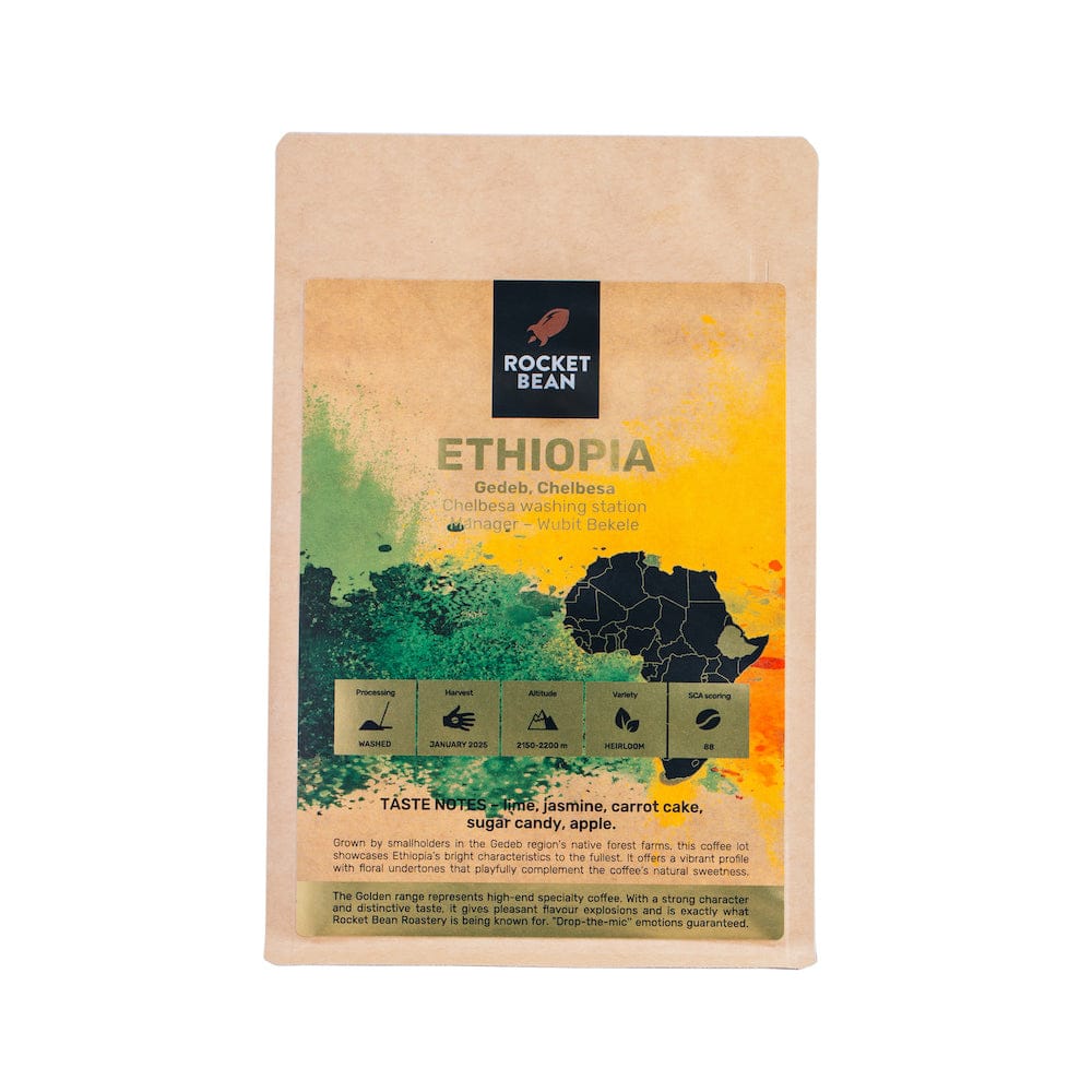 Rocket Bean Roastery Kafijas pupiņas Kafijas pupiņas RBR Ethiopia, Gedeb, Chelbesa, mazgāta, filtra kafija 200g