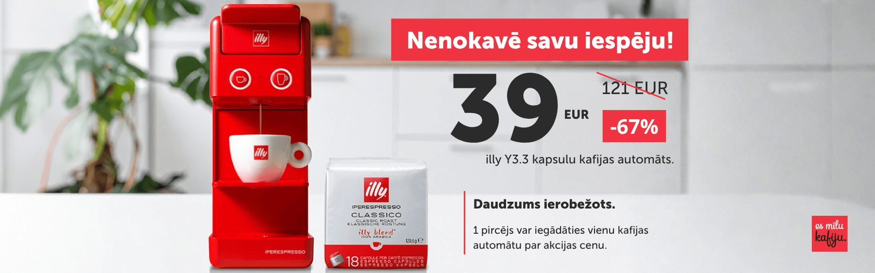 Kapsulu kafijas automāts akcija