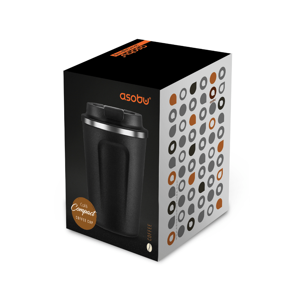 Asobu Trauki Asobu Cafe Compact termokrūze, 380ml, melna