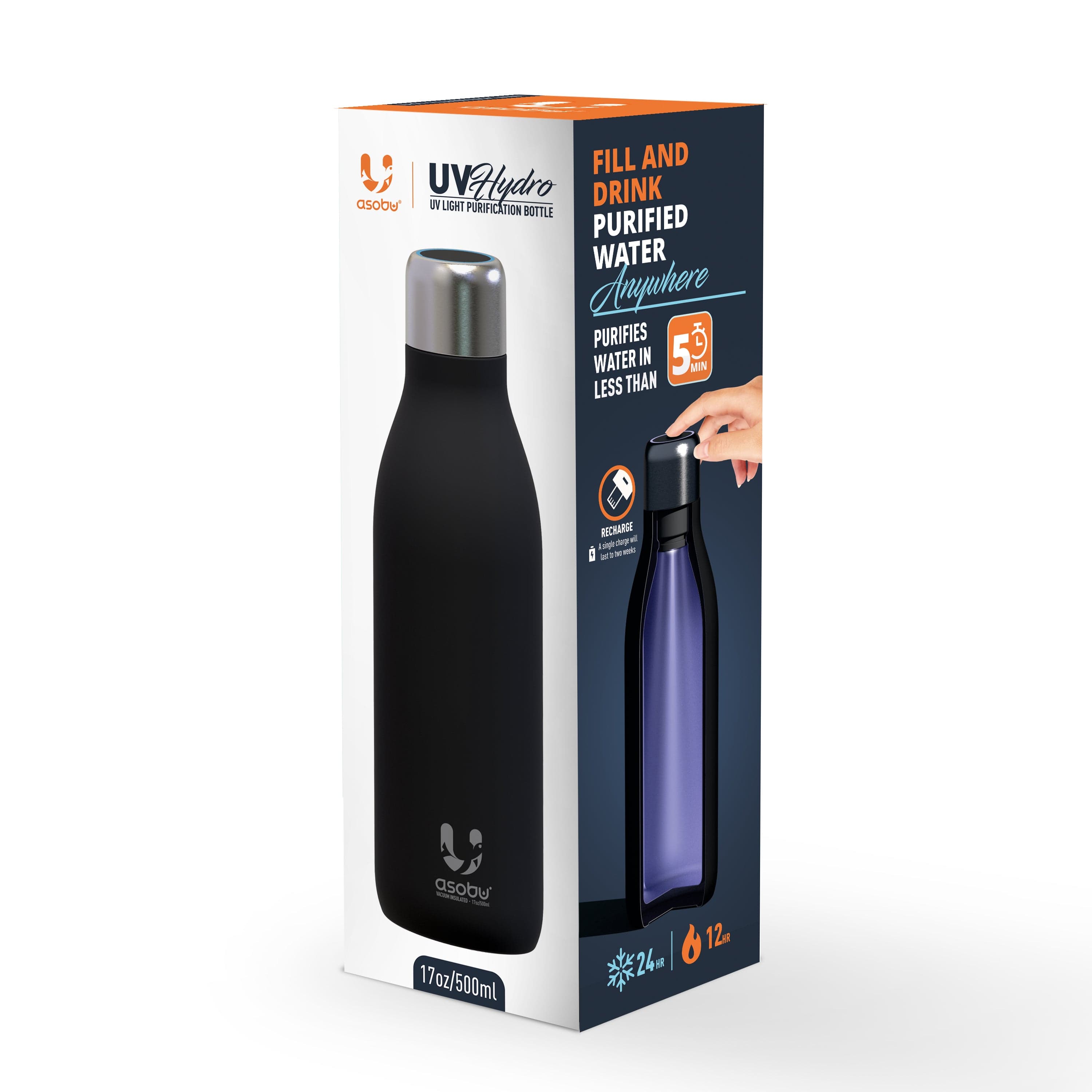 Asobu Trauki Asobu UV termopudele, 500ml, melna
