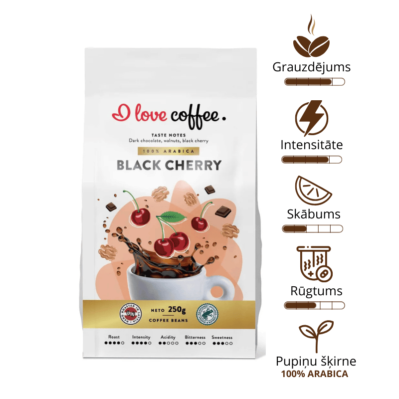 Es mīlu kafiju Kafijas pupiņas Black Cherry kafija, 250g 🇱🇻