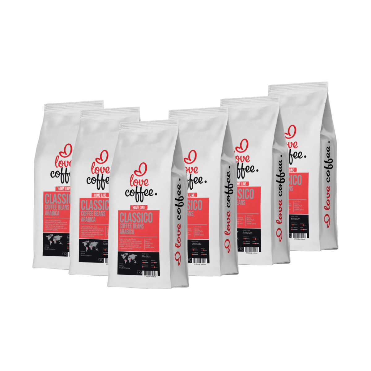 Es mīlu kafiju Kafijas pupiņas 6 kg Kafijas pupiņas I Love Coffee Home Line CLASSICO, 100% Arabica, 1 kg