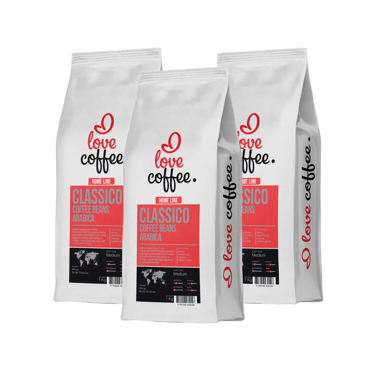 Es mīlu kafiju Kafijas pupiņas 3 kg Kafijas pupiņas I Love Coffee Home Line CLASSICO, 100% Arabica, 1 kg