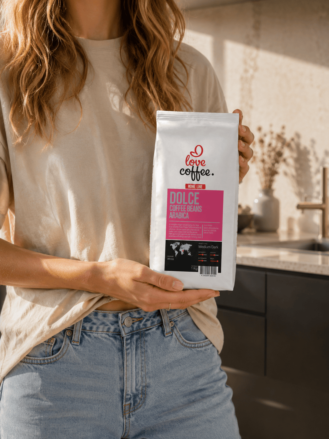 Es mīlu kafiju Kafijas pupiņas Kafijas pupiņas I Love Coffee Home Line DOLCE, 100% Arabica, 1 kg