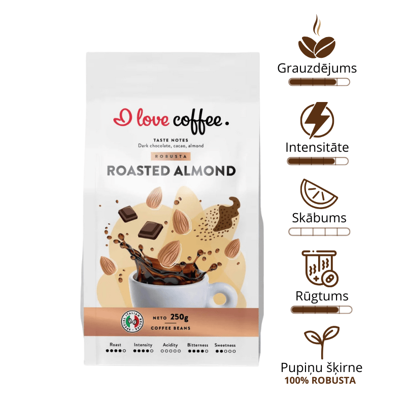 Es mīlu kafiju Kafijas pupiņas Roasted Almond kafija, 250g 🇱🇻