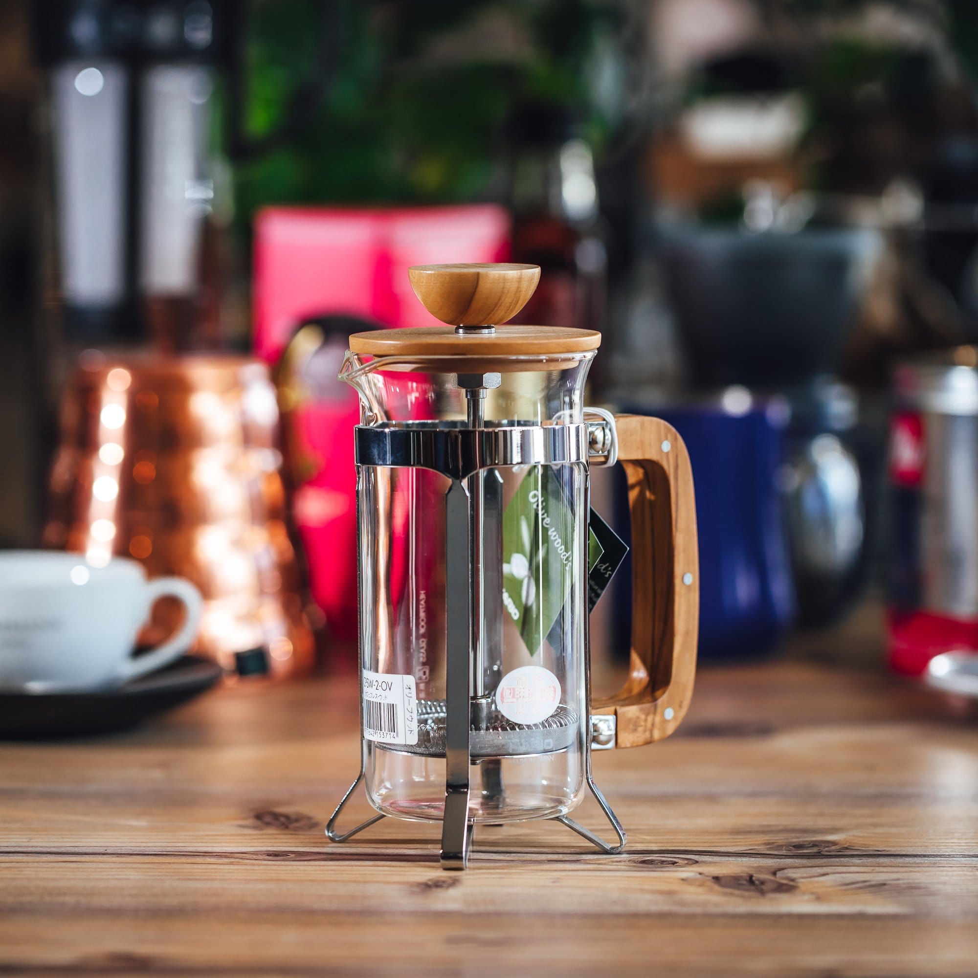 Hario Kafijas pagatavošanas rīki Franču Prese ar olīvkoka elementiem, 300ml, Hario french press