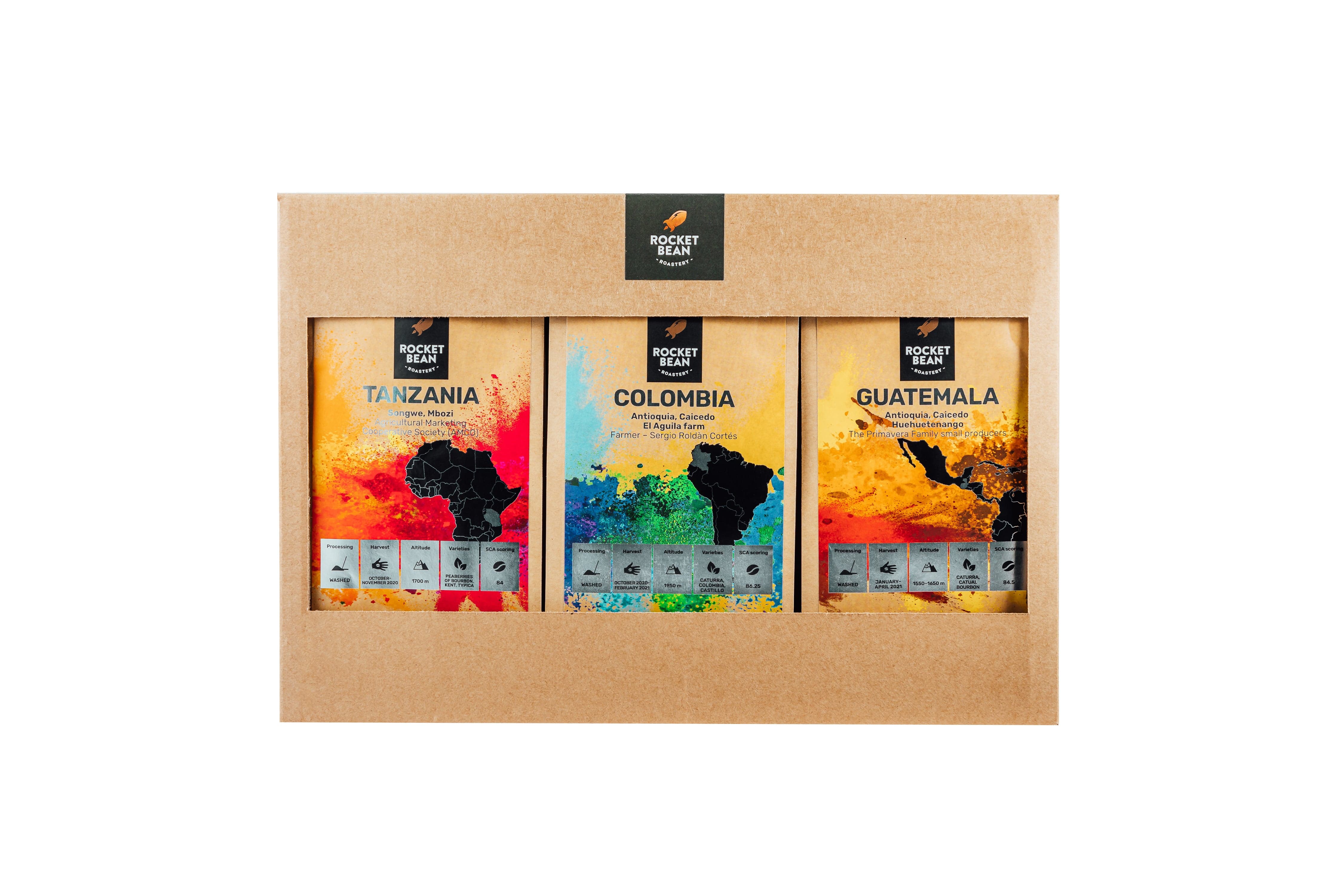 Rocket Bean Roastery Dāvanu komplekti Kafijas pupiņu komplekts Threesome ( 3x100g ), Rocket Bean Roastery