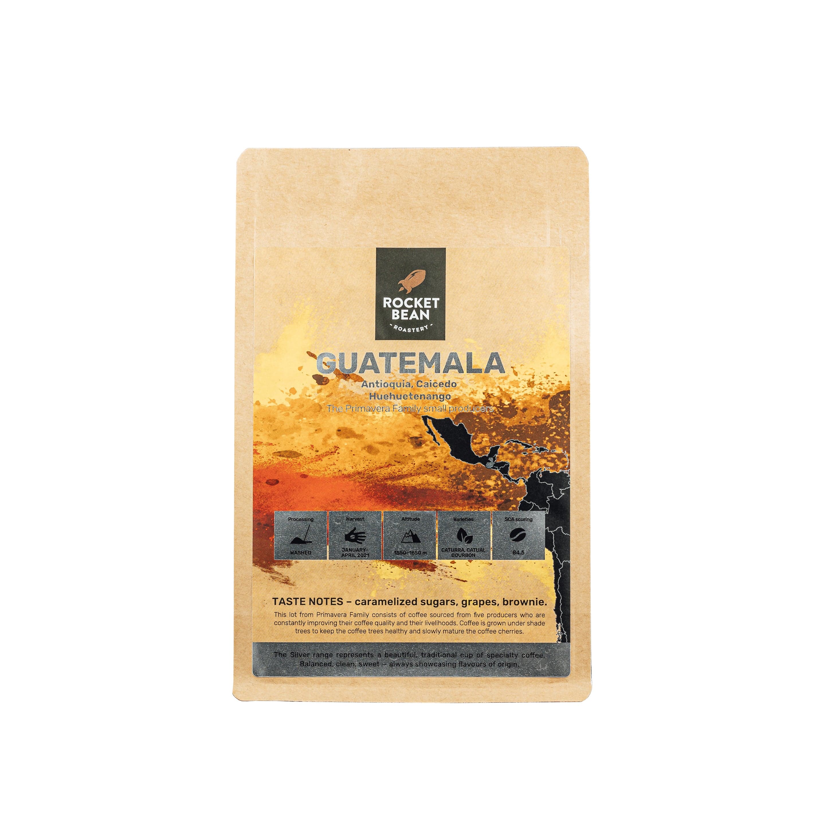 Rocket Bean Roastery Kafijas pupiņas Guatemala, Huehuetenango, Primavera Family, 200g, Rocket Bean Roastery