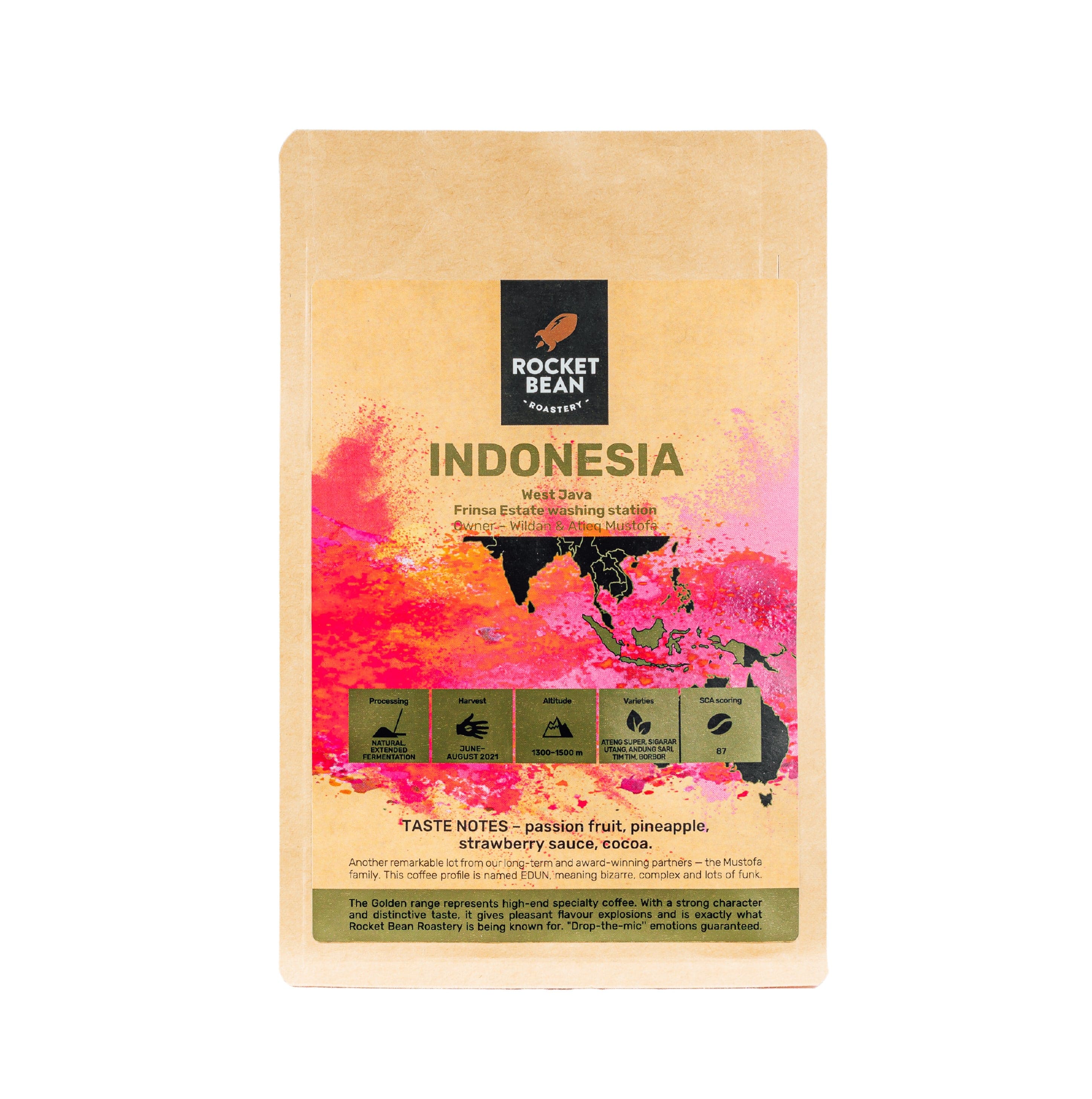 Rocket Bean Roastery Kafijas pupiņas Indonesia, Frinsa Edun, 200g, Rocket Bean Roastery