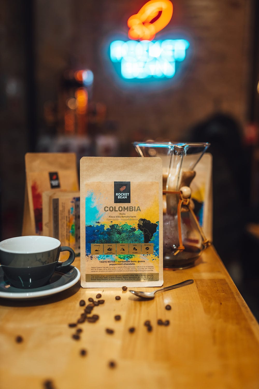 Rocket Bean Roastery Kafijas pupiņas Kafijas pupiņas Colombia, Huila, Finca Villa Betulia, Honey, 200g