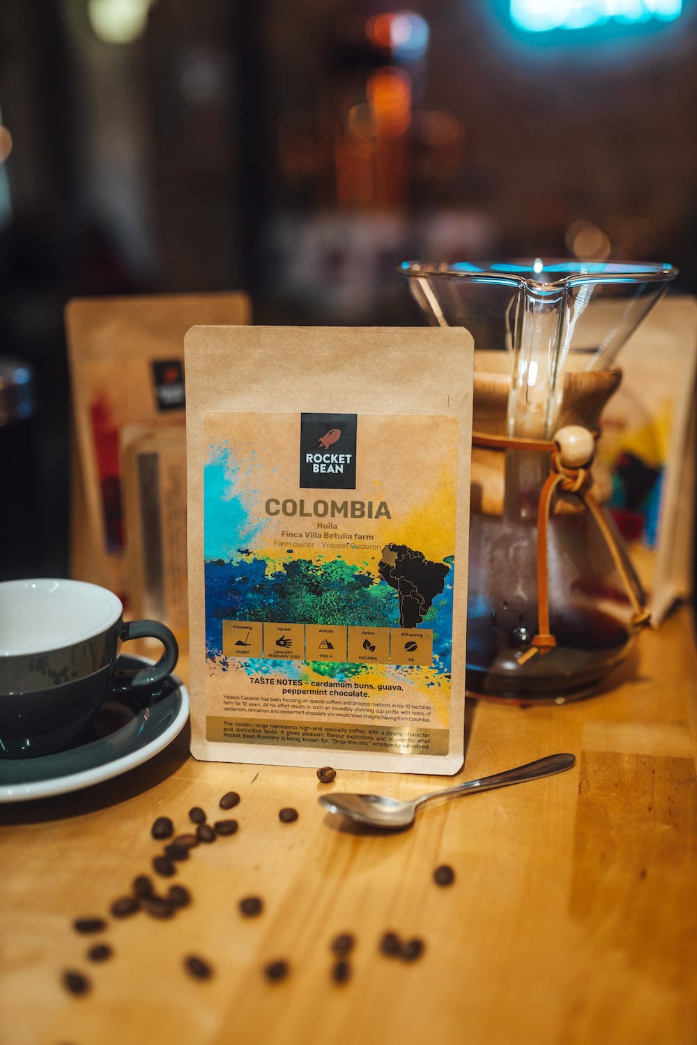 Rocket Bean Roastery Kafijas pupiņas Kafijas pupiņas Colombia, Huila, Finca Villa Betulia, Honey, 200g