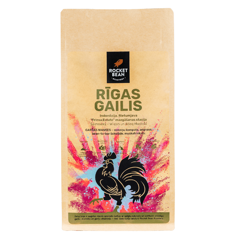 Rocket Bean Roastery Kafijas pupiņas 500gr Kafijas pupiņas Rising Rooster, Indonesia, Espresso, 500g